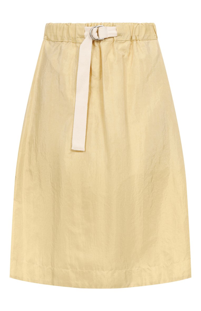 Женская юбка JIL SANDER желтого цвета, арт. J40MA0169-J70003 | Фото 1 (Материал внешний: Синтетический материал, Шелк; Стили: Кэжуэл; Кросс-КТ: костюм; Длина Ж (юбки, платья, шорты): Мини; Автоматизация состава: Проставлено; Автоматизация ТО: Проставлено)