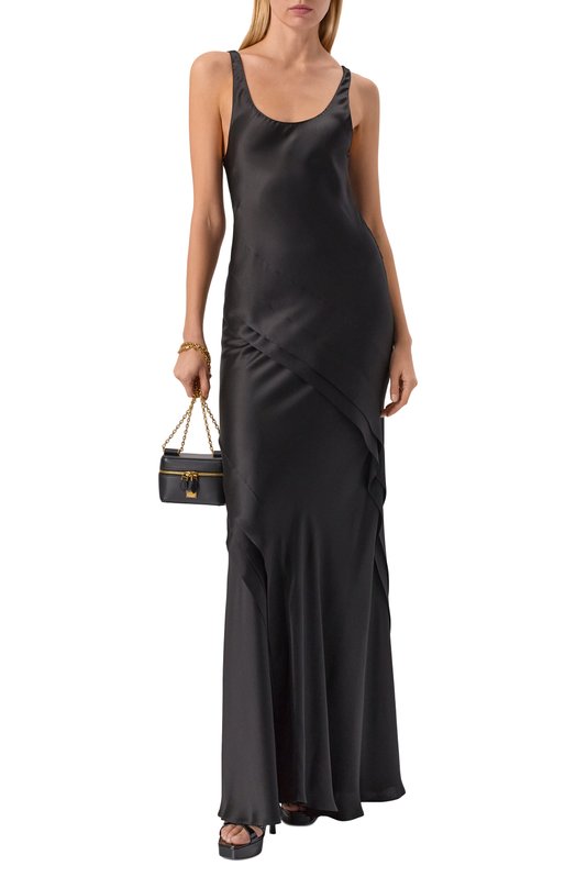 Атласное платье Saint Laurent 841805/Y7G27 Чёрный  841805/Y7G27 Фото 2