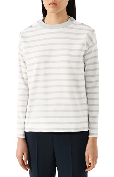 Хлопковый лонгслив LORO PIANA голубого цвета по цене 47500 руб., арт. FAI5043, фото 3 Хлопковый лонгслив LORO PIANA, арт. FAI5043, фото 3