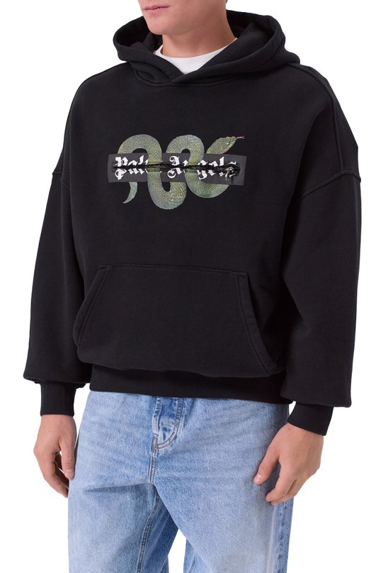 Хлопковое худи Palm Angels PMBB17GF25FLE002 Чёрный  PMBB17GF25FLE002 Фото 3
