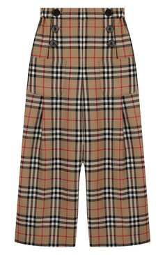 Детские шерстяные брюки BURBERRY бежевого цвета, арт. 8015464 | Фото 1 (Статус проверки: Проверена категория; Материал внешний: Шерсть; Материал подклада: Купро; Девочки Кросс-КТ: Брюки-одежда; Случай: Повседневный; Нос: Не проставлено; Ростовка одежда: 10 - 11 лет | 140 - 146см, 13 - 15 лет | 158 см, 16 лет | 164 см, 3 года | 98 см, 4 года | 104 см, 6 лет | 116 см, 8 лет | 128 см)