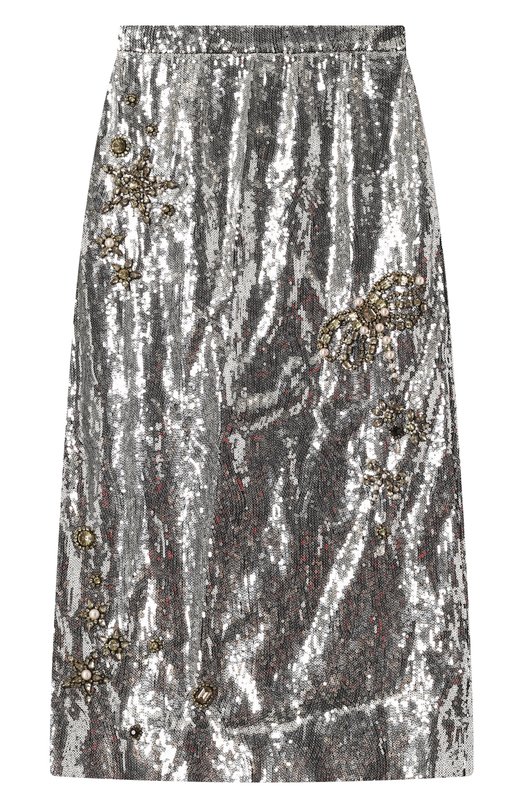 

Юбка с отделкой пайетками Erdem, Серебряный