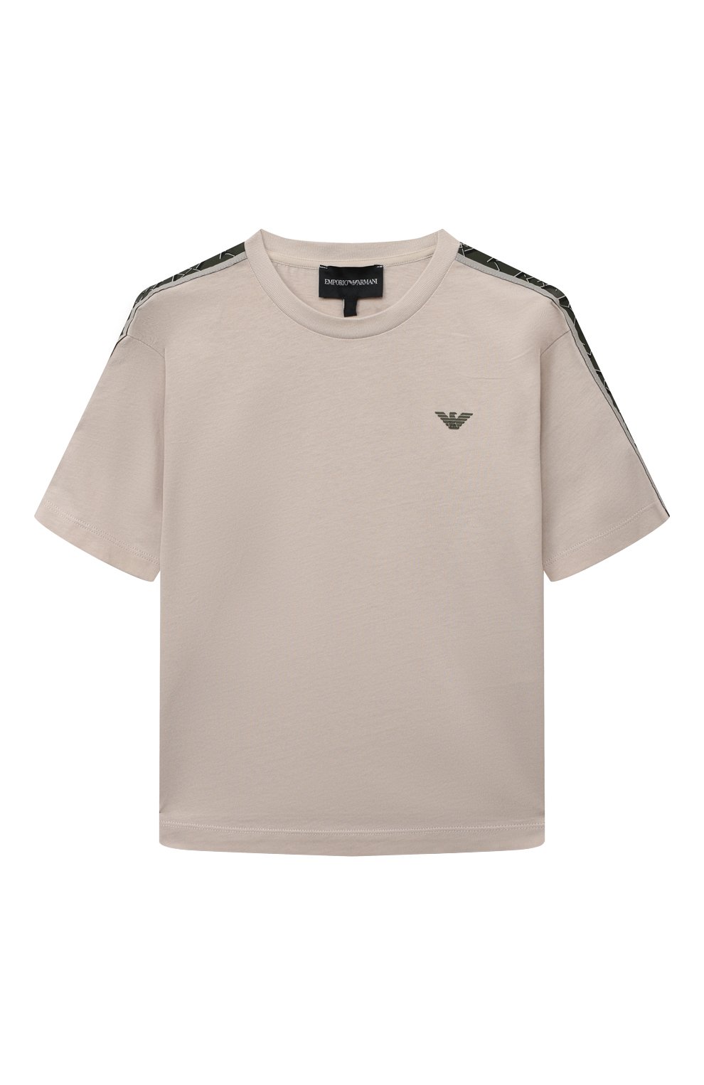 Хлопковая футболка EMPORIO ARMANI бежевого цвета по цене 11850 руб., арт. 6L4TJH/4J54Z, фото 1 Хлопковая футболка EMPORIO ARMANI, арт. 6L4TJH/4J54Z, фото 1