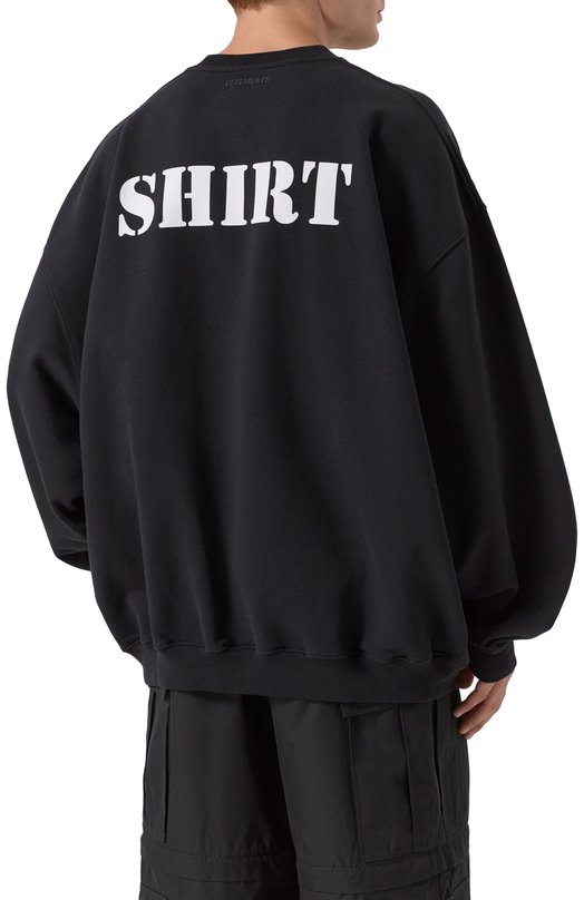 Хлопковый свитшот VETEMENTS UE54CW140B/1302 M0LLET0N Чёрный  UE54CW140B/1302 M0LLET0N Фото 4