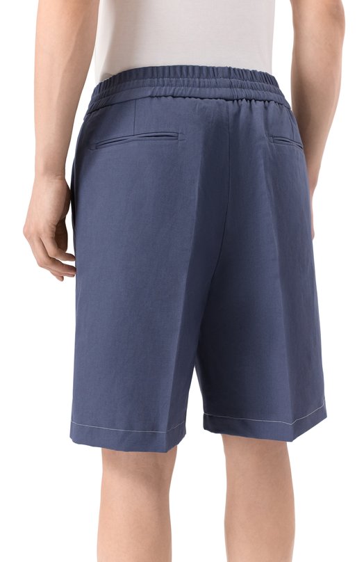 Шорты изо льна и хлопка Brioni RP3G0L/PA106 Синий  RP3G0L/PA106 Фото 4