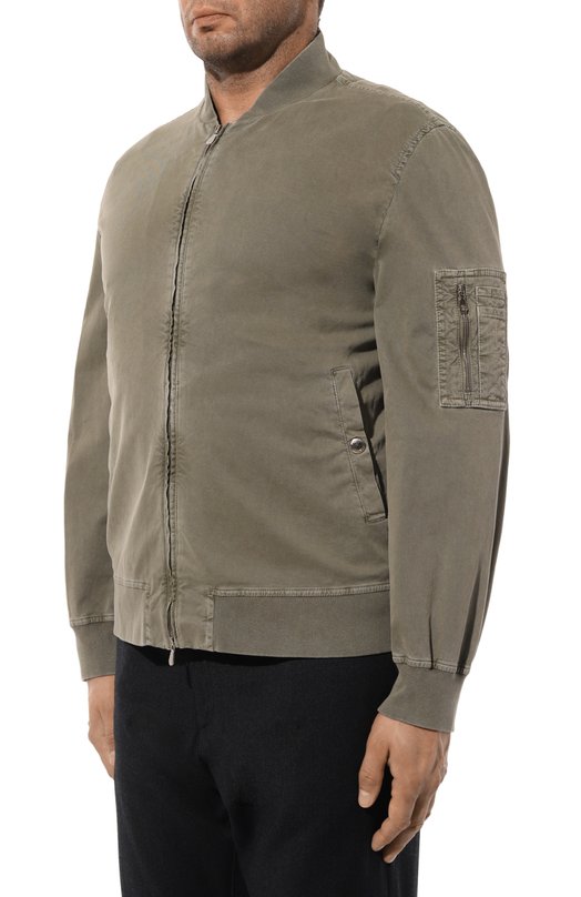 Хлопковый бомбер Brunello Cucinelli MA0816499 Хаки  MA0816499 Фото 3