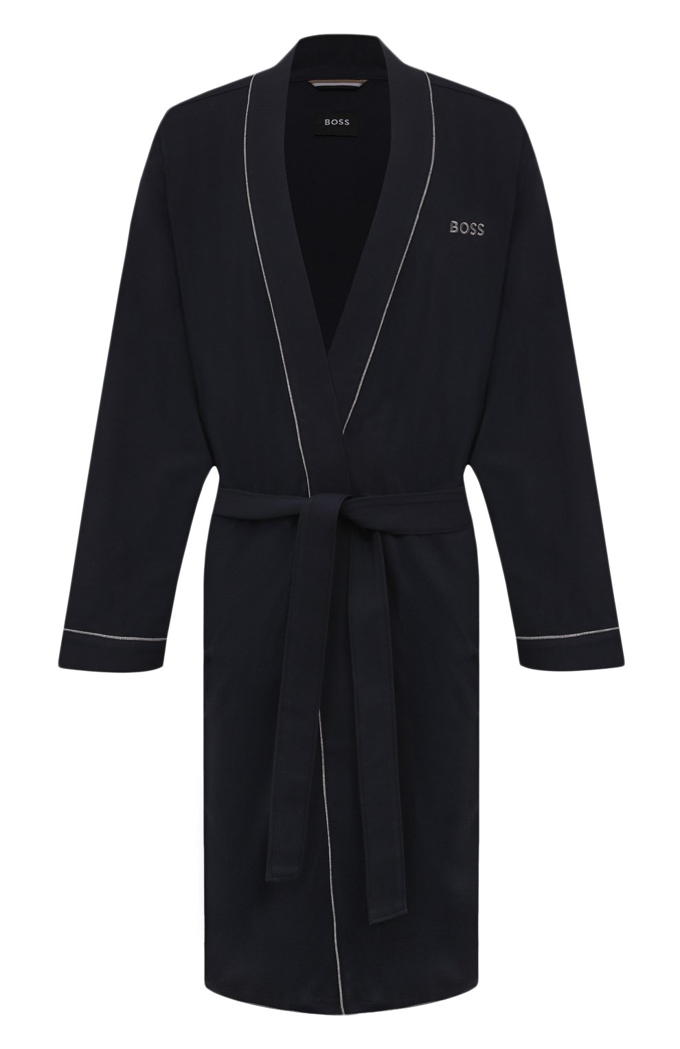 Хлопковый халат BOSS темно-синего цвета по цене 17950 руб., арт. 50469624, фото 1 Хлопковый халат BOSS, арт. 50469624, фото 1