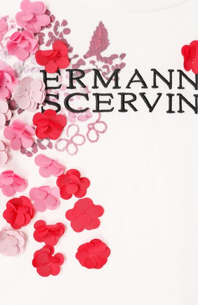 Хлопковая футболка ERMANNO SCERVINO молочного цвета по цене 8755 руб., арт. SFTS033C/JF075, фото 3 Хлопковая футболка ERMANNO SCERVINO, арт. SFTS033C/JF075, фото 3