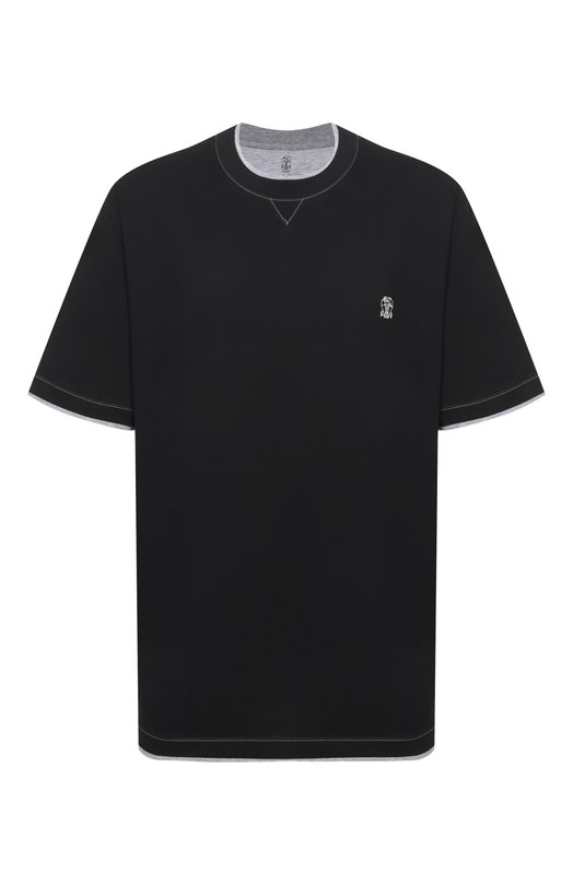 Хлопковая футболка Brunello Cucinelli M0B137451G Чёрный M0B137451G