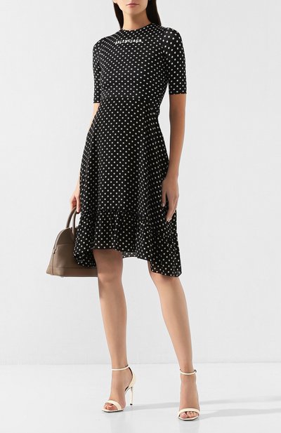 Платье в горох BALENCIAGA черно-белого цвета по цене 265000 руб., арт. 571127/TFL87, фото 2 Платье в горох BALENCIAGA, арт. 571127/TFL87, фото 2