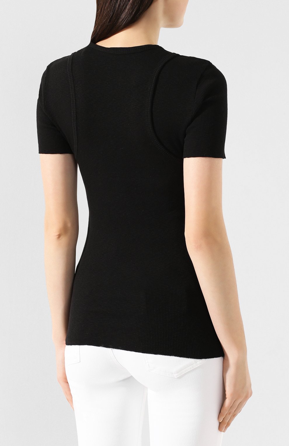 Хлопковая футболка HELMUT LANG черного цвета по цене 19950 руб., арт. J10HW502, фото 4 Хлопковая футболка HELMUT LANG, арт. J10HW502, фото 4