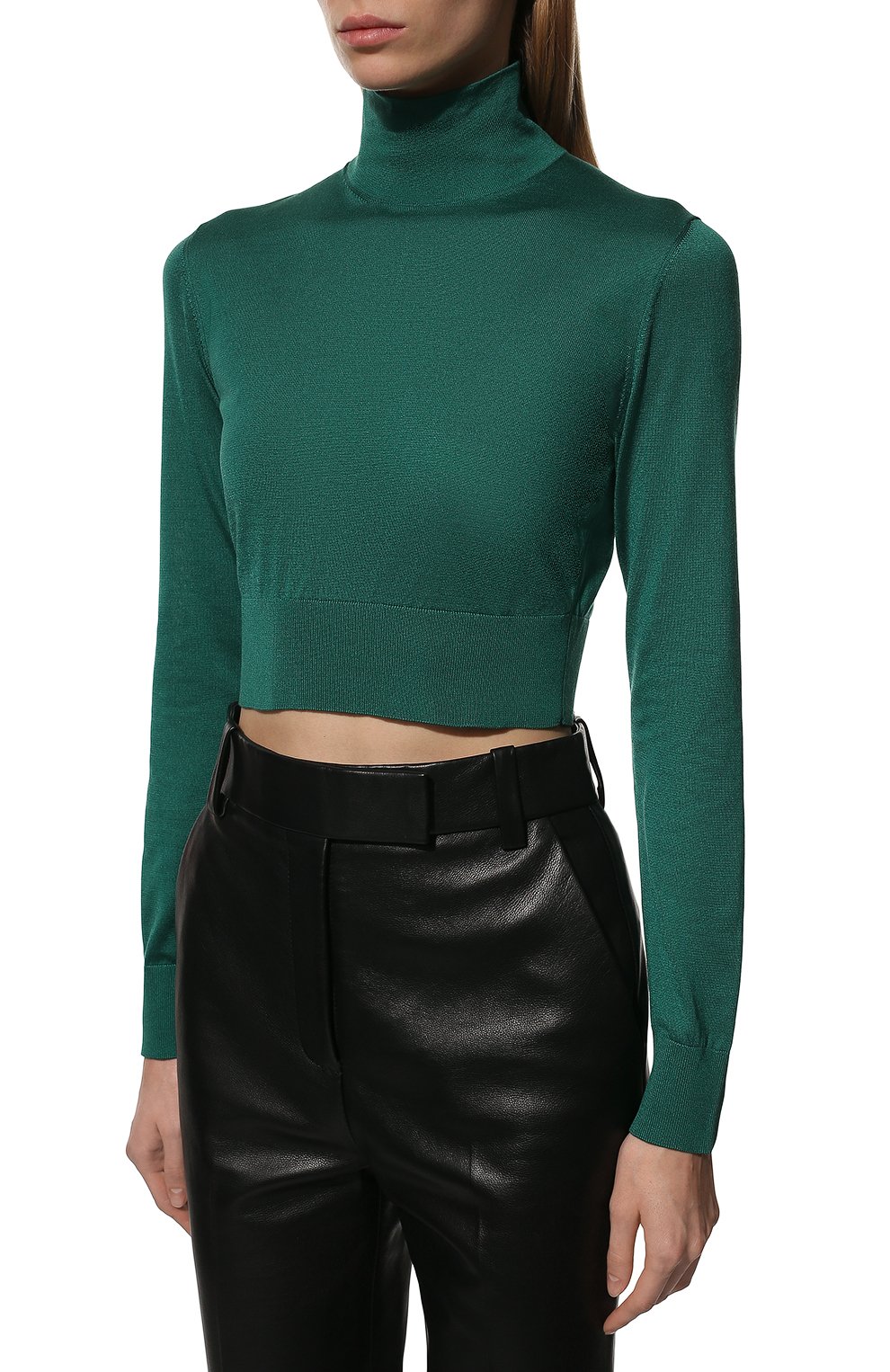 Шелковая водолазка DOLCE & GABBANA изумрудного цвета по цене 85650 руб., арт. FX807T/JASMI/0UTLET AW22-23, фото 3 Шелковая водолазка DOLCE & GABBANA, арт. FX807T/JASMI/0UTLET AW22-23, фото 3
