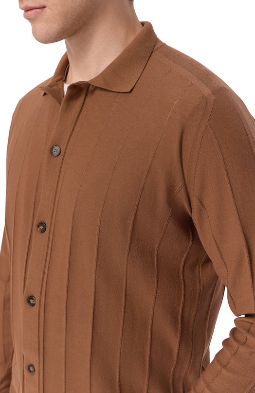 Кардиган из хлопка и шелка Kiton UMM0780 Коричневый  UMM0780 Фото 5