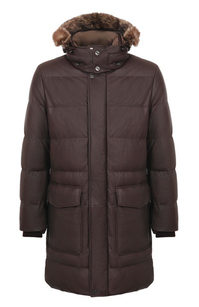 Мужская кожаная парка с отделкой из енота STEFANO RICCI, арт. MDJ5300431/5901_001