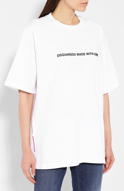 Хлопковая футболка DSQUARED2 белого цвета по цене 31600 руб., арт. S75GD0026/S20694, фото 3 Хлопковая футболка DSQUARED2, арт. S75GD0026/S20694, фото 3