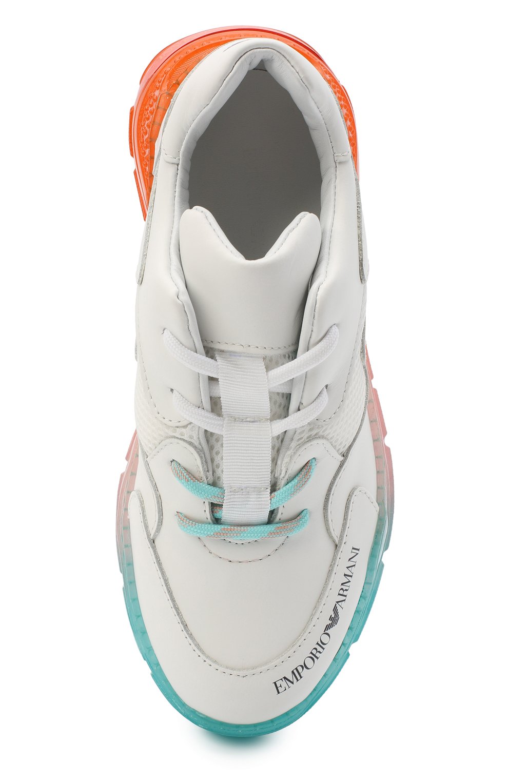 Кожаные кроссовки EMPORIO ARMANI белого цвета по цене 32600 руб., арт. XYX008/X0I45/35-40, фото 4 Кожаные кроссовки EMPORIO ARMANI, арт. XYX008/X0I45/35-40, фото 4