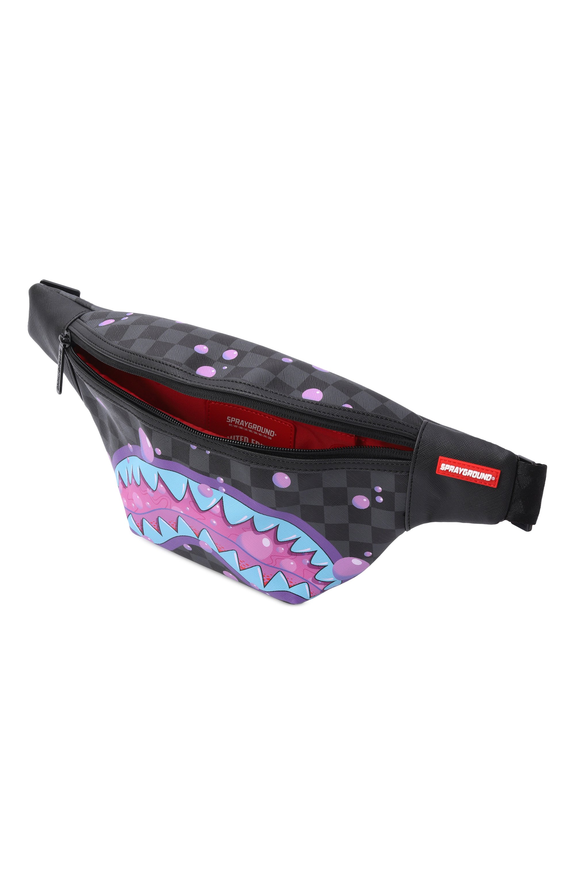 Поясная сумка purple slime takeover SPRAYGROUND темно-серого цвета по цене 10900 руб., арт. 910B8956NSZ/PURPLE SLIME TAKE0VER CR0SSB0DY SAVVY, фото 3 Поясная сумка purple slime takeover SPRAYGROUND, арт. 910B8956NSZ/PURPLE SLIME TAKE0VER CR0SSB0DY SAVVY, фото 3