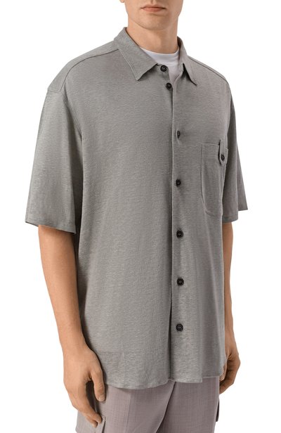 Льняная рубашка GIORGIO ARMANI серого цвета по цене 98200 руб., арт. GM004110/TE11335, фото 3 Льняная рубашка GIORGIO ARMANI, арт. GM004110/TE11335, фото 3