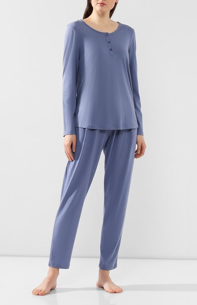 Лонгслив-хенли HANRO синего цвета по цене 6250 руб., арт. 077610, фото 2 Лонгслив-хенли HANRO, арт. 077610, фото 2