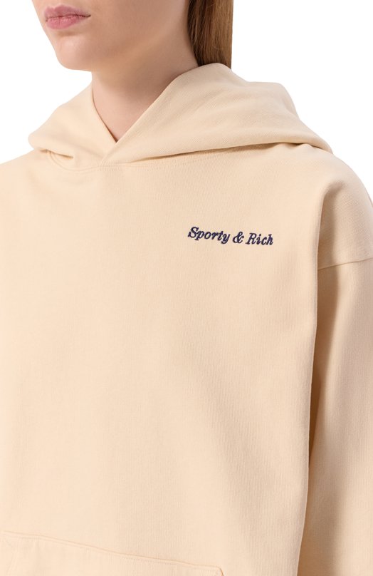 Хлопковое худи Sporty and Rich ST07060666CR01 Кремовый  ST07060666CR01 Фото 5