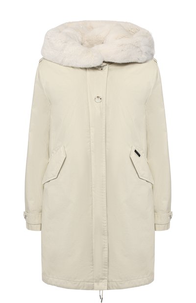 Женская хлопковая парка с капюшоном из меха кролика WOOLRICH, арт. WWCPS2629/LM10