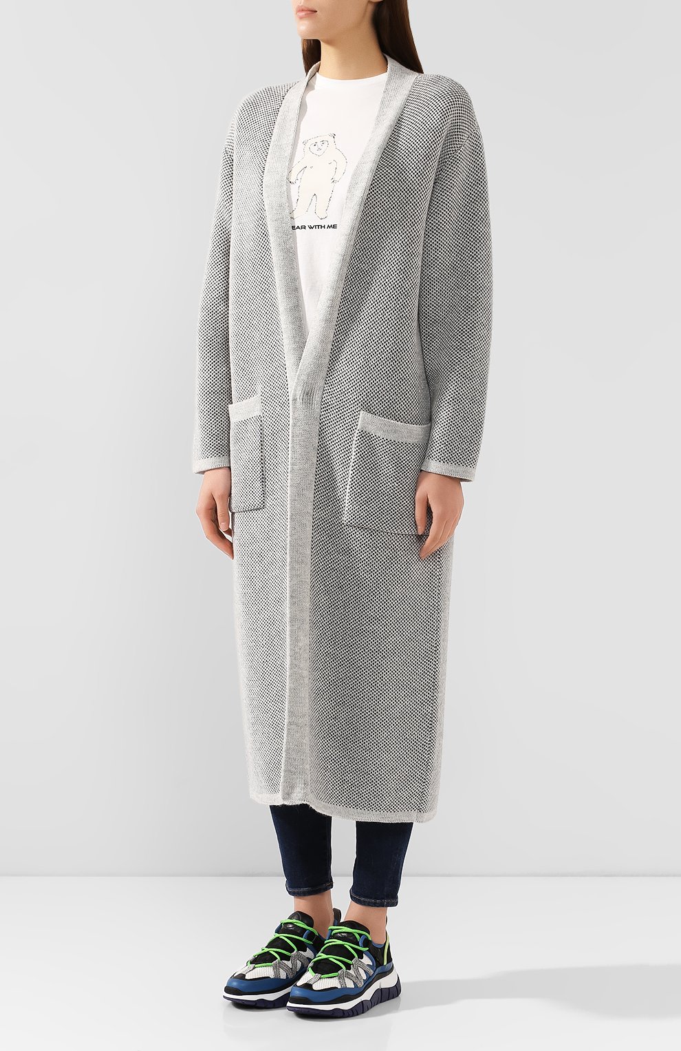 Кардиган SEVEN LAB серого цвета по цене 41580 руб., арт. KNL19-B1C white grey, фото 3 Кардиган SEVEN LAB, арт. KNL19-B1C white grey, фото 3