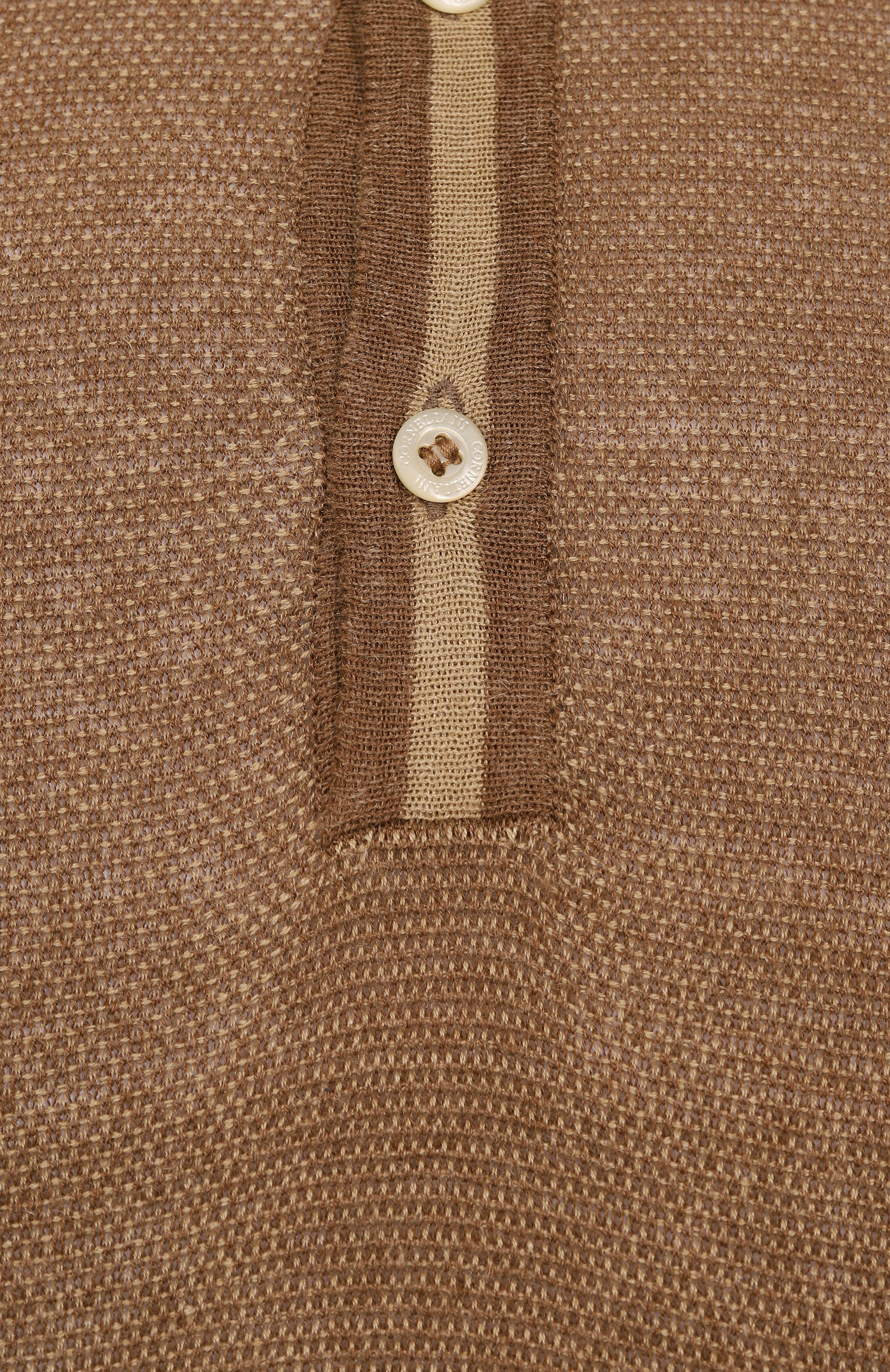 Поло из шелка и льна CORNELIANI коричневого цвета по цене 79950 руб., арт. 25M562-2525177, фото 6 Поло из шелка и льна CORNELIANI, арт. 25M562-2525177, фото 6