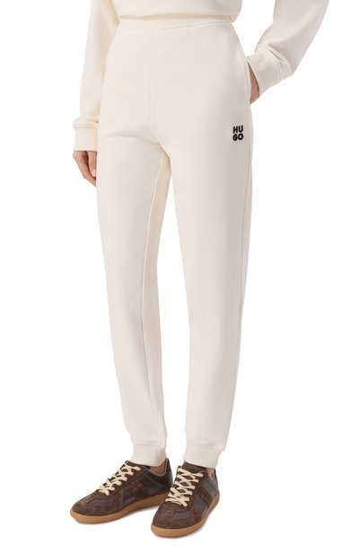 Хлопковые джоггеры HUGO кремового цвета по цене 13700 руб., арт. 50522417, фото 3 Хлопковые джоггеры HUGO, арт. 50522417, фото 3