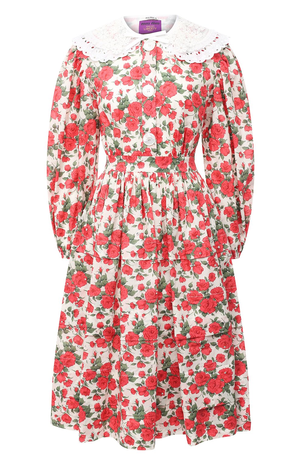 Хлопковое платье MIU MIU красного цвета по цене 420000 руб., арт. MF3891-1XH8-F0011, фото 1 Хлопковое платье MIU MIU, арт. MF3891-1XH8-F0011, фото 1