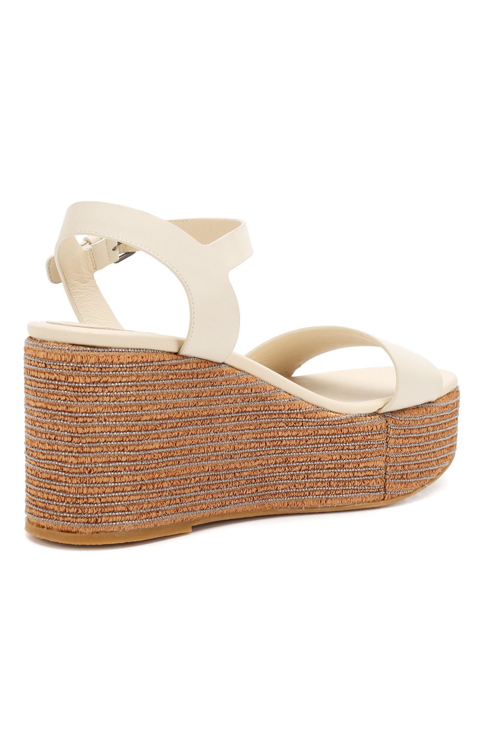 Кожаные босоножки BRUNELLO CUCINELLI белого цвета по цене 120000 руб., арт. MZBSG1717, фото 4 Кожаные босоножки BRUNELLO CUCINELLI, арт. MZBSG1717, фото 4