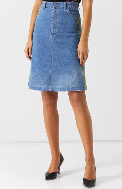 Джинсовая юбка с контрастными лампасами GUCCI, арт. 527343/XRB36, фото 3