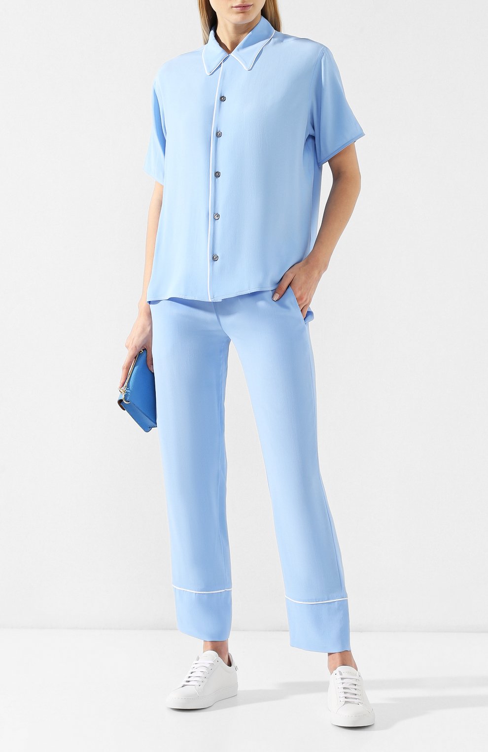 Блузка MARNI голубого цвета по цене 34300 руб., арт. CAMAW49IM0/TA089, фото 2 Блузка MARNI, арт. CAMAW49IM0/TA089, фото 2