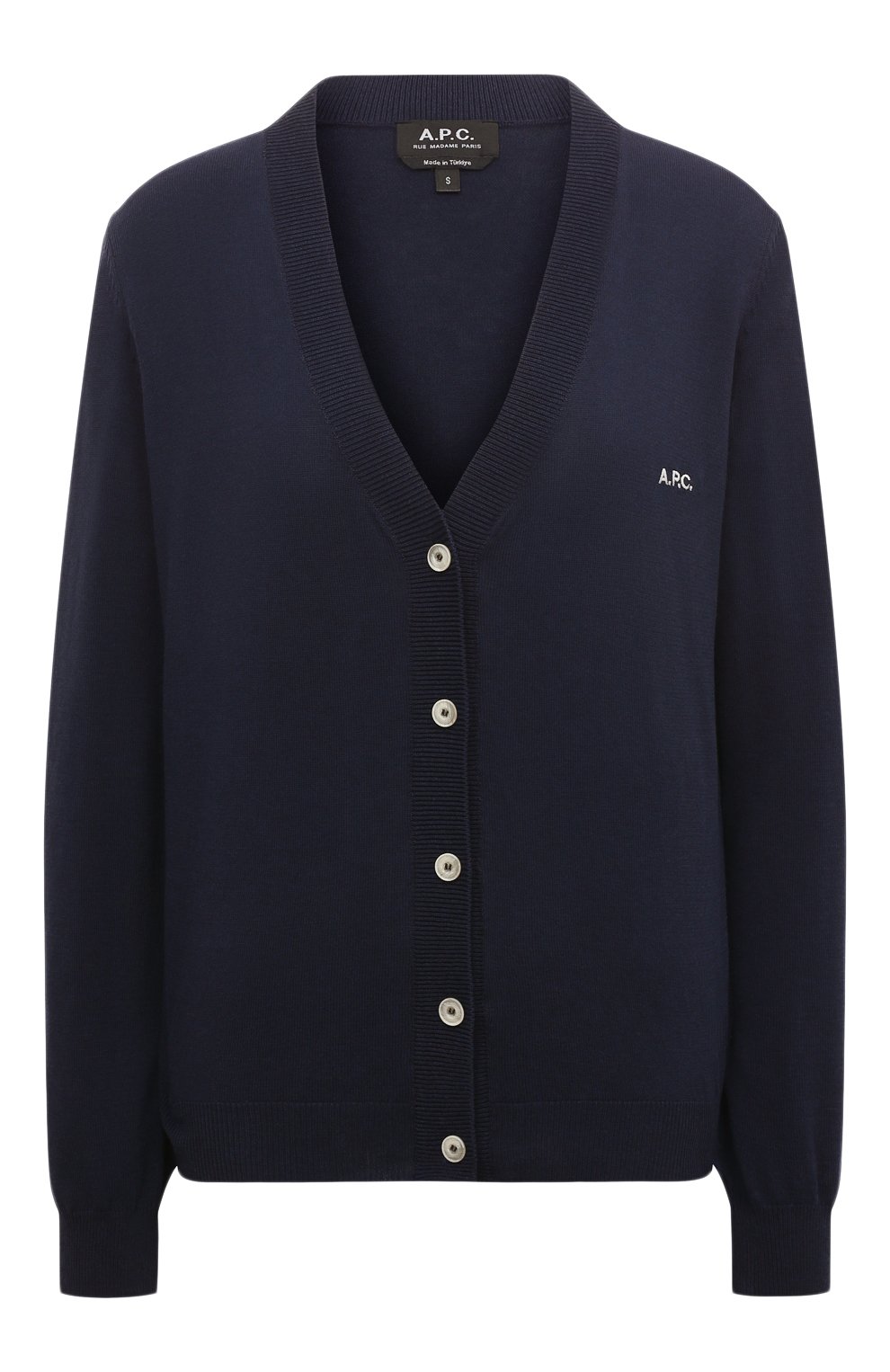 Хлопковый кардиган A.P.C. темно-синего цвета по цене 27650 руб., арт. C0EZJ-F22249, фото 1 Хлопковый кардиган A.P.C., арт. C0EZJ-F22249, фото 1