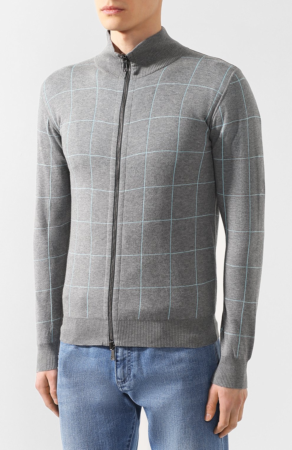 Двусторонний хлопковый кардиган ISAIA светло-серого цвета по цене 58200 руб., арт. MG7284/Y0013, фото 3 Двусторонний хлопковый кардиган ISAIA, арт. MG7284/Y0013, фото 3