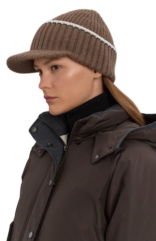 Кашемировая бейсболка Brunello Cucinelli M12506379 Коричневый  M12506379 Фото 2
