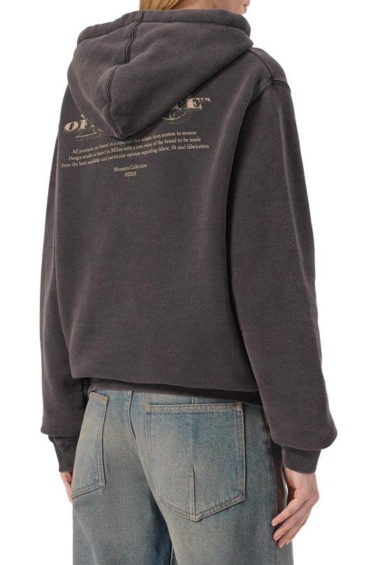 Хлопковое худи Off-White 0WBB035S25FLE004070B Серый  0WBB035S25FLE004070B Фото 4