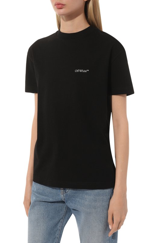 Хлопковая футболка Off-White OWAA089C99JER0021001 Чёрный  OWAA089C99JER0021001 Фото 3