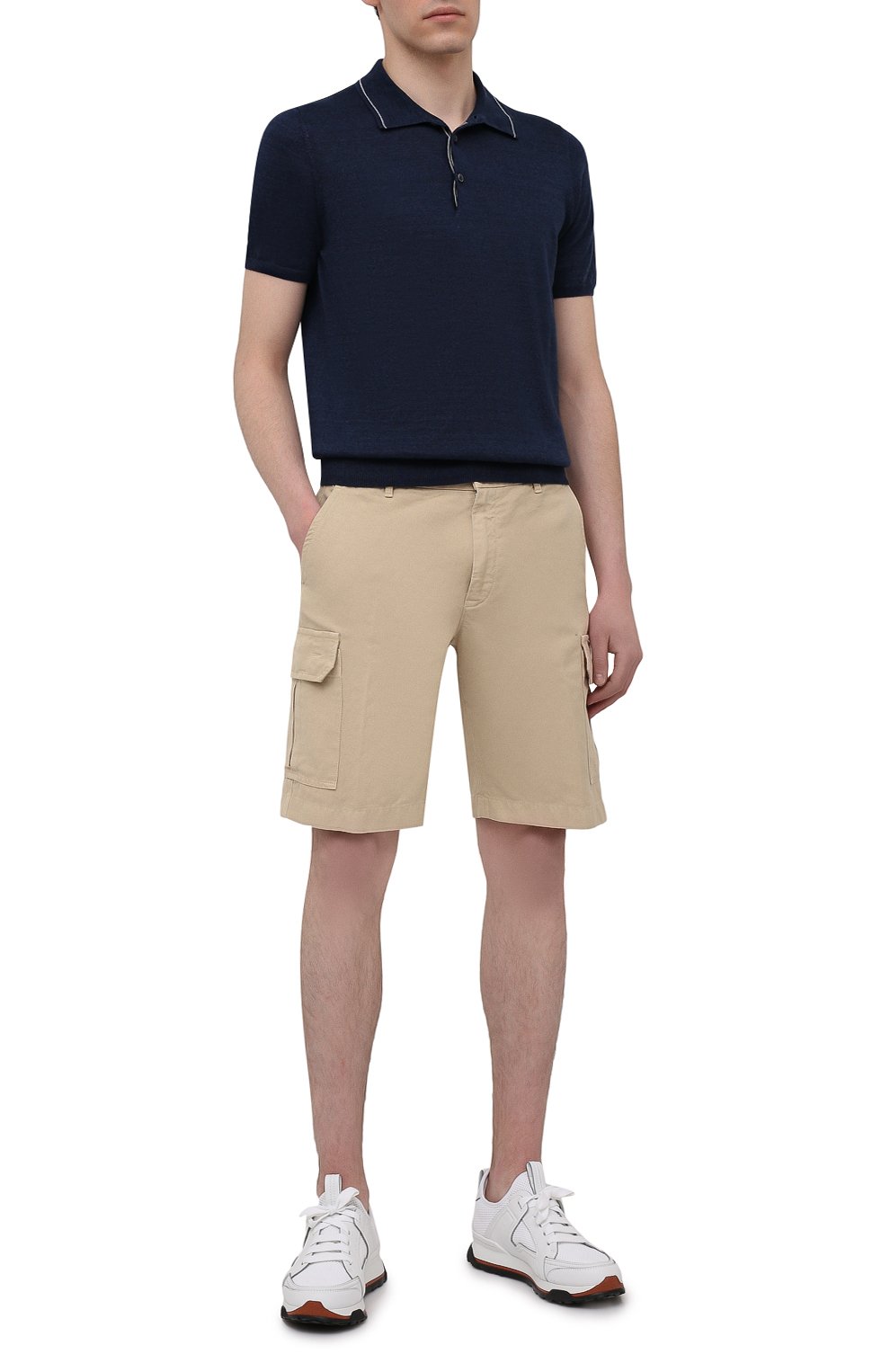 Поло изо льна и хлопка FIORONI темно-синего цвета по цене 43950 руб., арт. MK20701C1, фото 2 Поло изо льна и хлопка FIORONI, арт. MK20701C1, фото 2