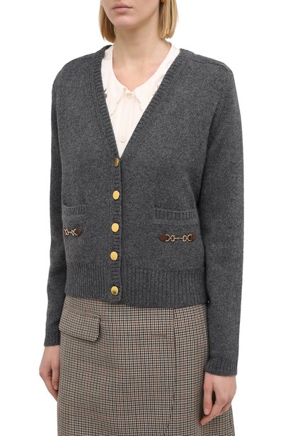Кашемировый кардиган GUCCI серого цвета по цене 216000 руб., арт. 628412/XKBH9, фото 3 Кашемировый кардиган GUCCI, арт. 628412/XKBH9, фото 3