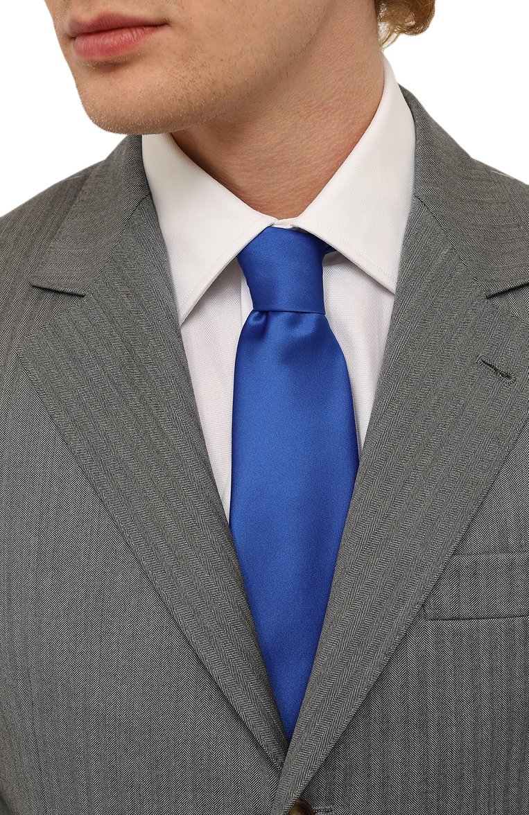 Мужской шелковый галстук BROUBACK синего цвета, арт. TIE 8CM/SS23 | Фото 2 (Материал: Текстиль, Шелк; Принт: Без принта; Материал сплава: Проставлено; Нос: Не проставлено)