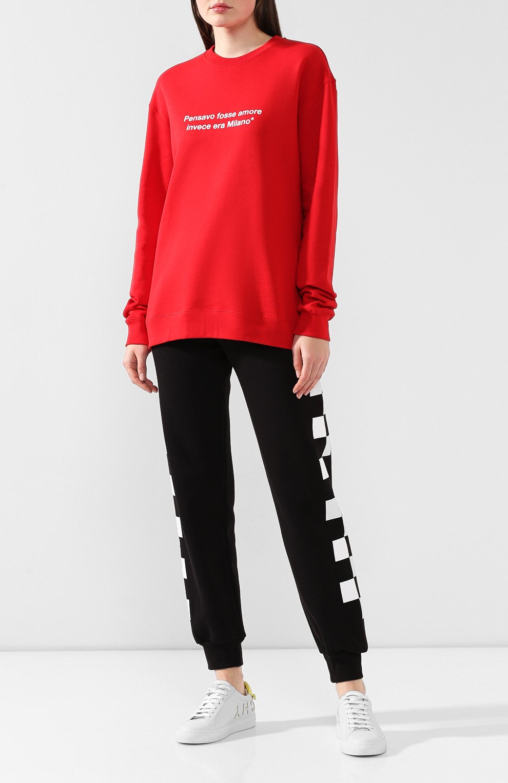 Хлопковый свитшот MSGM красного цвета по цене 13750 руб., арт. 2742MDM284 195799, фото 2 Хлопковый свитшот MSGM, арт. 2742MDM284 195799, фото 2
