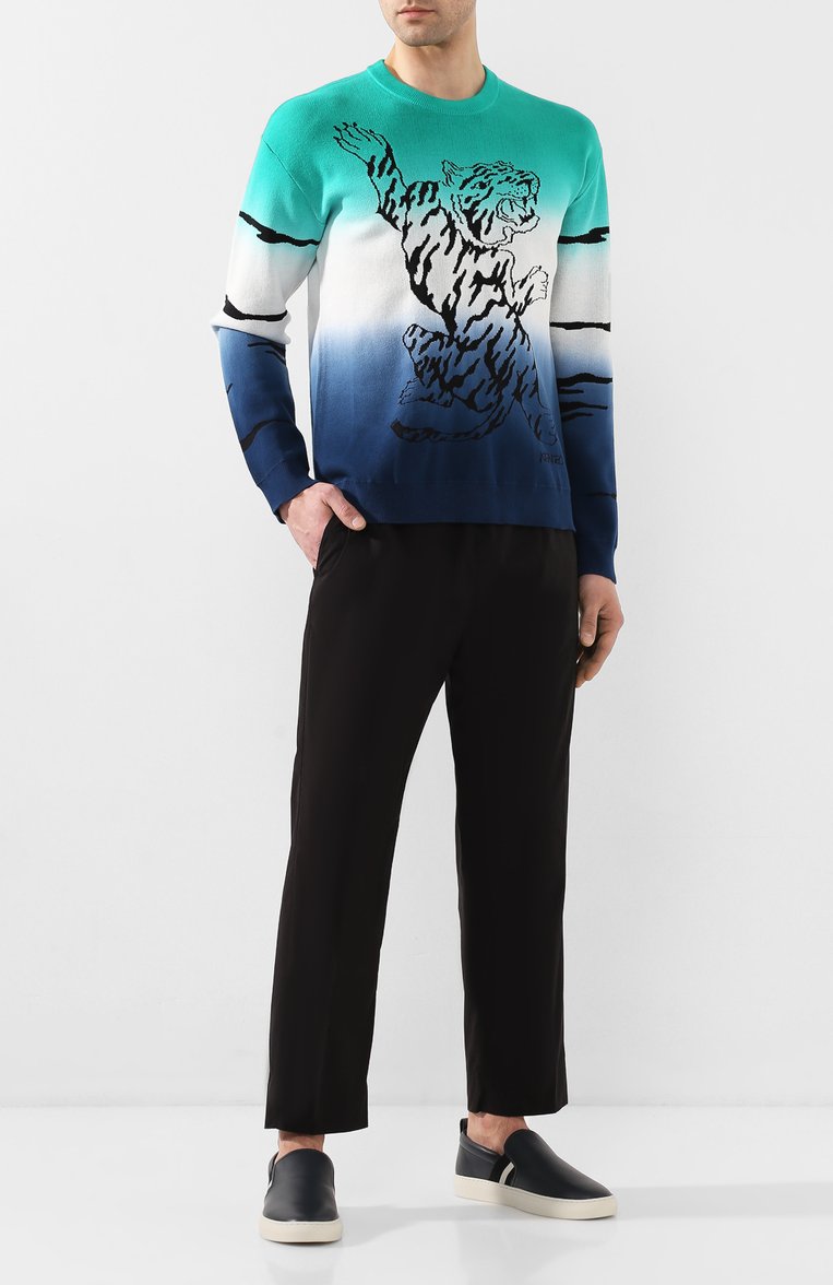 Мужской хлопковый джемпер KENZO разноцветного цвета, арт. FA55PU5073XE | Фото 2 (Длина (для топов): Стандартные; Материал внешний: Хлопок, Синтетический материал; Рукава: Длинные; Мужское Кросс-КТ: Джемперы; Принт: С принтом; Вырез: Круглый; Стили: Кэжуэл)
