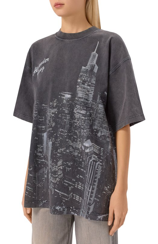 Хлопковая футболка Alexander Wang UCC3251843 Серый  UCC3251843 Фото 3