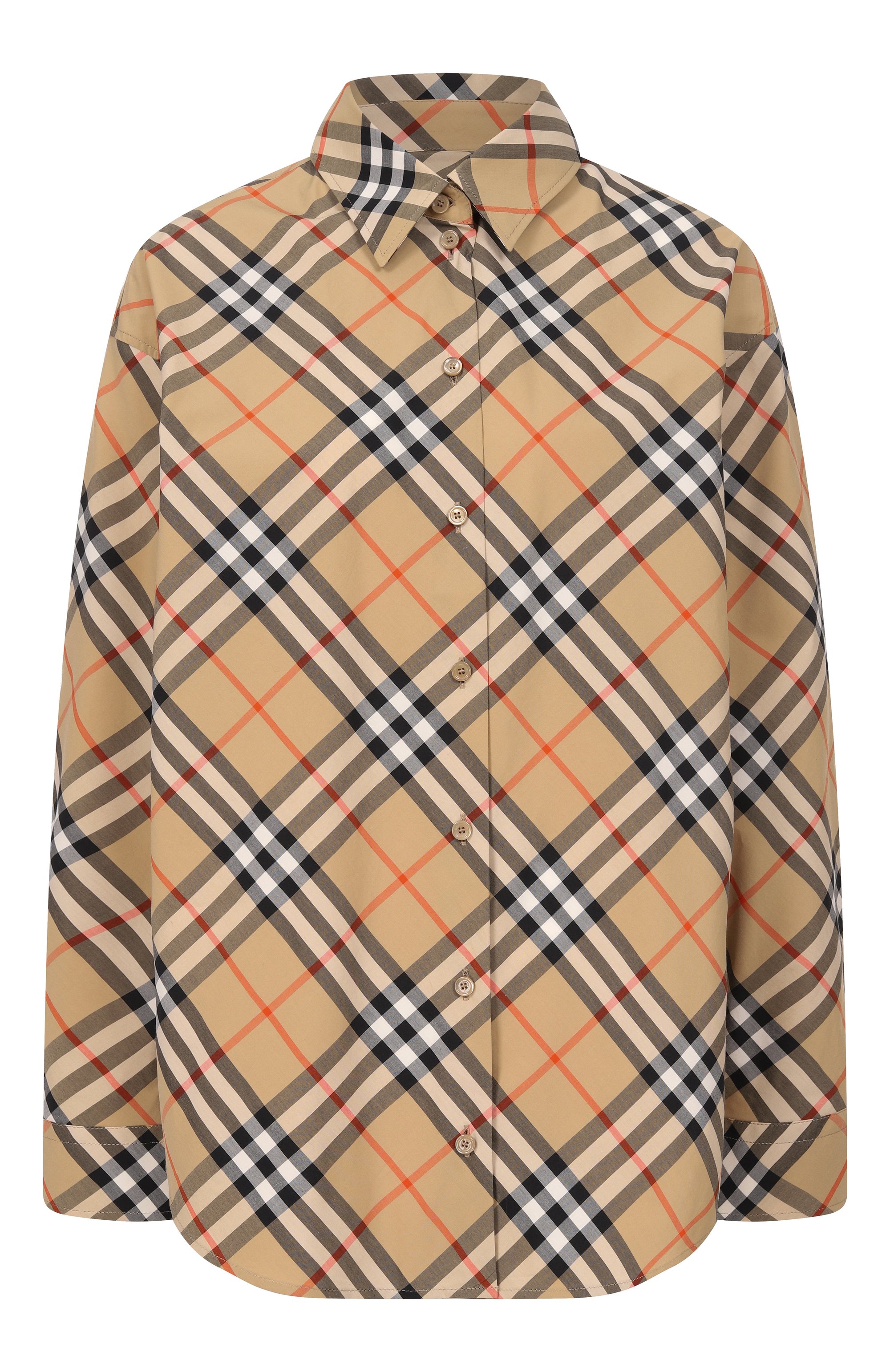 Хлопковая рубашка BURBERRY бежевого цвета по цене 84700 руб., арт. 8122443, фото 1 Хлопковая рубашка BURBERRY, арт. 8122443, фото 1