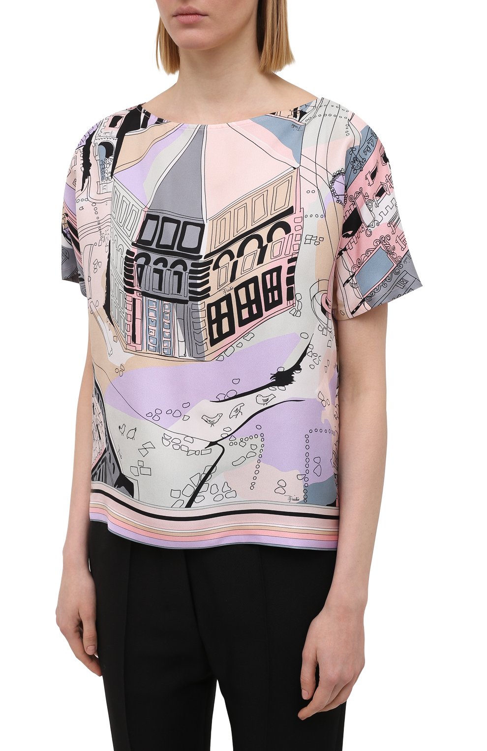 Шелковый топ EMILIO PUCCI розового цвета по цене 75850 руб., арт. 1ERM05/1E721, фото 3 Шелковый топ EMILIO PUCCI, арт. 1ERM05/1E721, фото 3