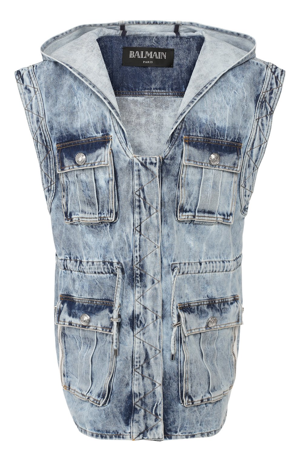 Джинсовый жилет с капюшоном BALMAIN, арт. RF08839/D048, фото 1