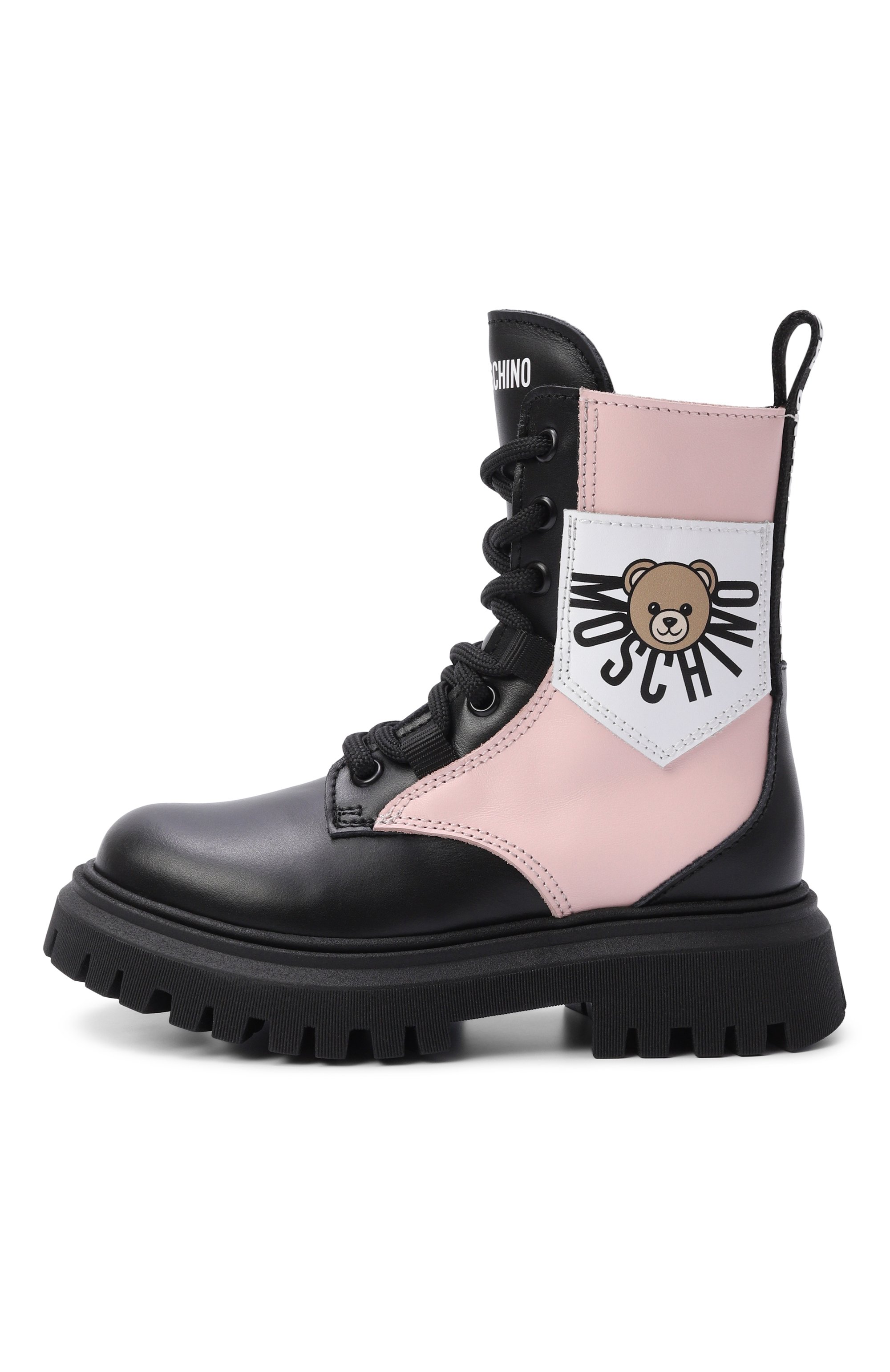 Кожаные ботинки MOSCHINO черного цвета по цене 35050 руб., арт. 84250/VAR3_002, фото 2 Кожаные ботинки MOSCHINO, арт. 84250/VAR3_002, фото 2