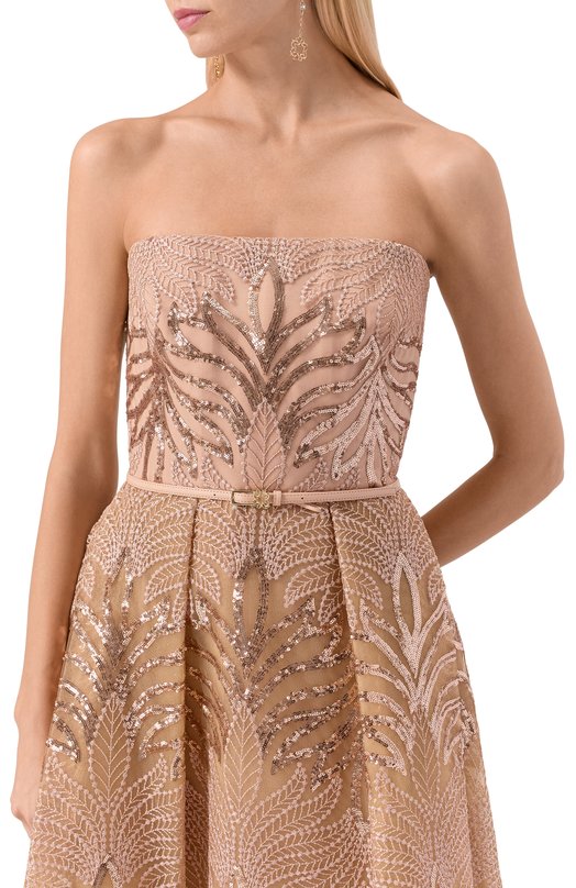 Платье с отделкой пайетками Elie Saab D0788NP25/TU015 Розовый  D0788NP25/TU015 Фото 5