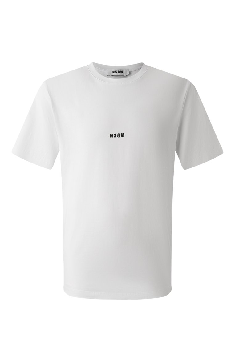 Мужская хлопковая футболка MSGM белого цвета, арт. 2000MM500 200002 | Фото 1 (Рукава: Короткие; Материал внешний: Хлопок; Длина (для топов): Стандартные; Принт: С принтом; Стили: Кэжуэл; Мужское Кросс-КТ: Футболка-одежда; Кросс-КТ: Джерси)