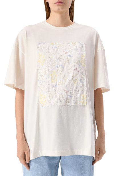 Хлопковая футболка PE молочного цвета по цене 14380 руб., арт. PESS25-17.1.62.10, фото 3 Хлопковая футболка PE, арт. PESS25-17.1.62.10, фото 3